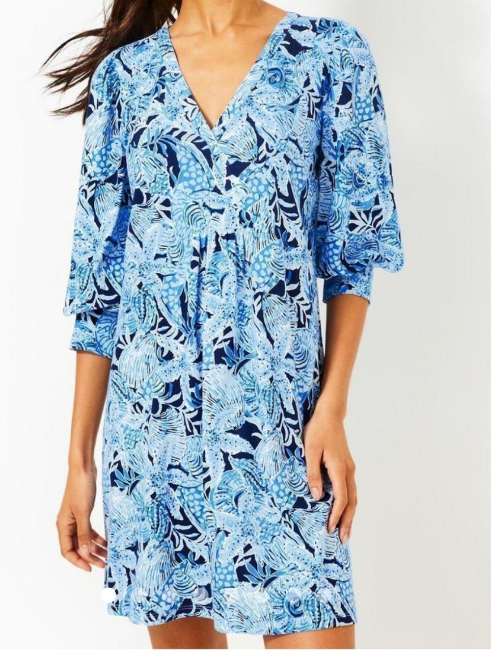 Lilly Pulitzer Cass Floral Printed 100% Cotton Women Dress Size: M